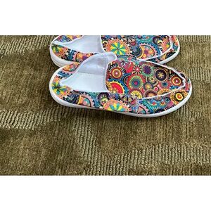 Multi colored slippers/ athletic walk around shoes